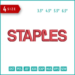 Staples Logo Embroidery Design Files - 4 Size's