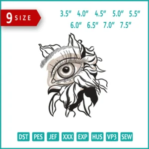 Artistic Owl Eye Embroidery Design Files - 9 Size's