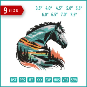 Wild Horse Embroidery Design Files - 9 Size's