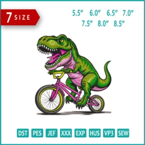 T Rex on Wheels Embroidery Design Files - 7 Size's