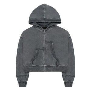 Washed Grey Zip Hoodie – Custom Production