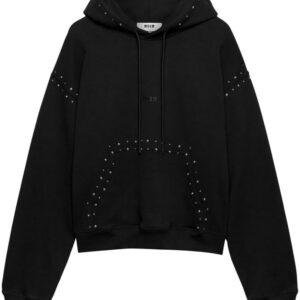 Black Studded Oversized Hoodie - Customizable Hip Hop Fashion Hoodie