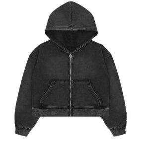 Washed Black Zip Hoodie – Custom Design
