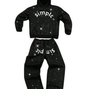 Galaxy Print Simple Hoodie and Pants Set - Customizable Streetwear